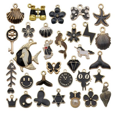 10 vnt. Įvairūs padengti emaliu Gyvūnai Augalai Vaisiai Mėnulio Žvaigždė Atsitiktiniai Charms Pakabukai „Pasidaryk pats“ karoliai, apyrankės papuošalai