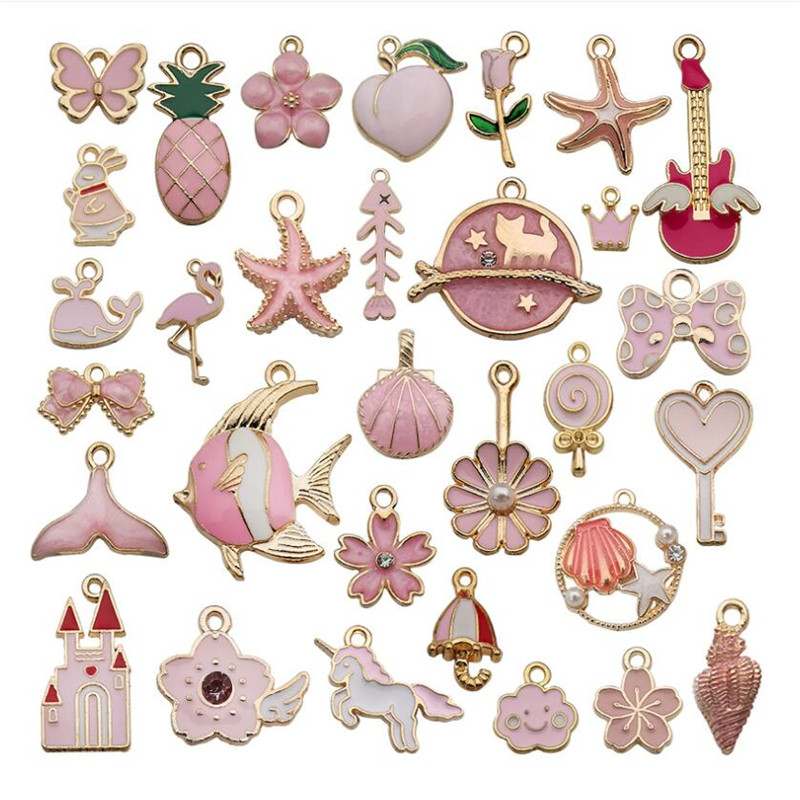 10 vnt. Įvairūs padengti emaliu Gyvūnai Augalai Vaisiai Mėnulio Žvaigždė Atsitiktiniai Charms Pakabukai „Pasidaryk pats“ karoliai, apyrankės papuošalai
