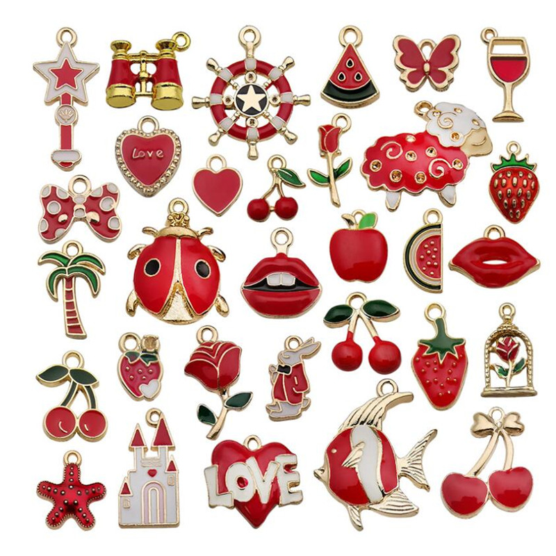 10 vnt. Įvairūs padengti emaliu Gyvūnai Augalai Vaisiai Mėnulio Žvaigždė Atsitiktiniai Charms Pakabukai „Pasidaryk pats“ karoliai, apyrankės papuošalai