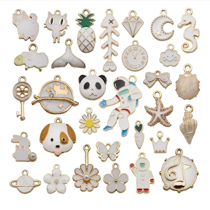 10 vnt. Įvairūs padengti emaliu Gyvūnai Augalai Vaisiai Mėnulio Žvaigždė Atsitiktiniai Charms Pakabukai „Pasidaryk pats“ karoliai, apyrankės papuošalai