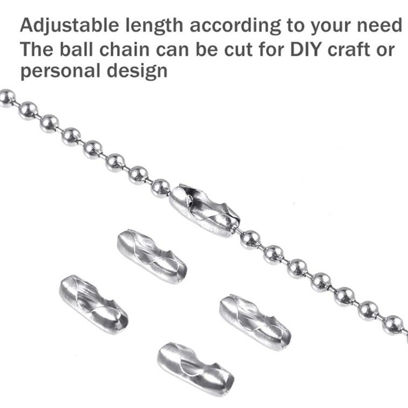 10 m-es rozsdamentes acél golyós lánc 1,5/2/2,4/3 mm-es állítható húzóláncos gyöngy 50 db-os illeszkedő csatlakozókkal ékszerkészítéshez
