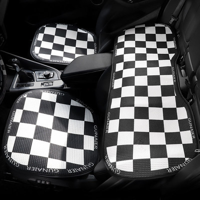 Ljetni auto Ice Silk Set jastuka za sjedalo Modni rešetkasti prednji red stražnjice Auto sjedala Zaštitnik Tepisi za stražnja sjedala za žene djevojke