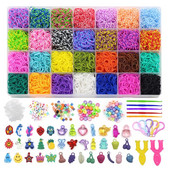 1 set/cutie Kit de brățări cu bandă de țesut din cauciuc, set de mărgele și unelte de reumplere colorate pentru artizanat, fabricarea de bijuterii, accesorii pentru cadou de aniversare pentru fete
