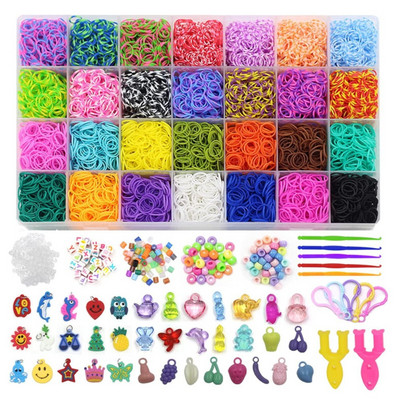 1 set/box Rubber Loom Band Bracelet Kit Colorful Refill Bead&Tool Set for DIY Craft Jewery Making Girl Birthday Gift Accessories
