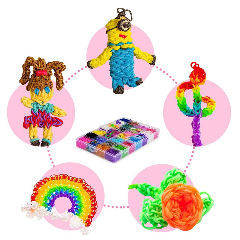 1 set/cutie Kit de brățări cu bandă de țesut din cauciuc, set de mărgele și unelte de reumplere colorate pentru artizanat, fabricarea de bijuterii, accesorii pentru cadou de aniversare pentru fete