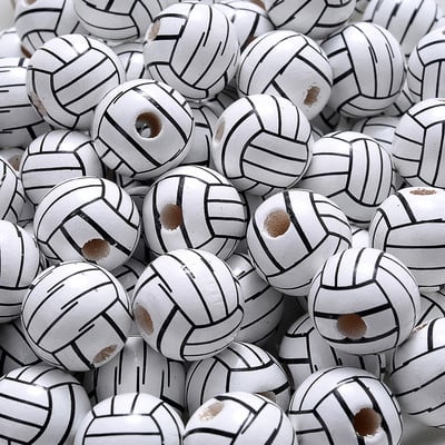 10/20/50 vnt 16 mm natūralūs mediniai karoliukai tinklinio futbolas krepšinio teniso beisbolo tarpinės karoliukai rankų darbo papuošalams gaminti