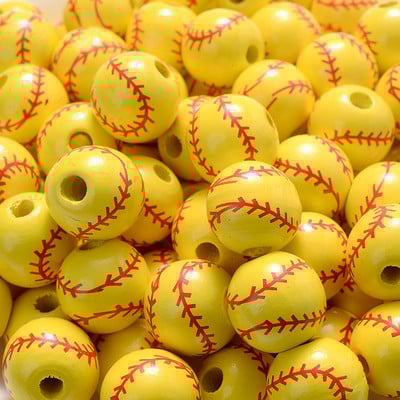 10/20/50 vnt 16 mm natūralūs mediniai karoliukai tinklinio futbolas krepšinio teniso beisbolo tarpinės karoliukai rankų darbo papuošalams gaminti