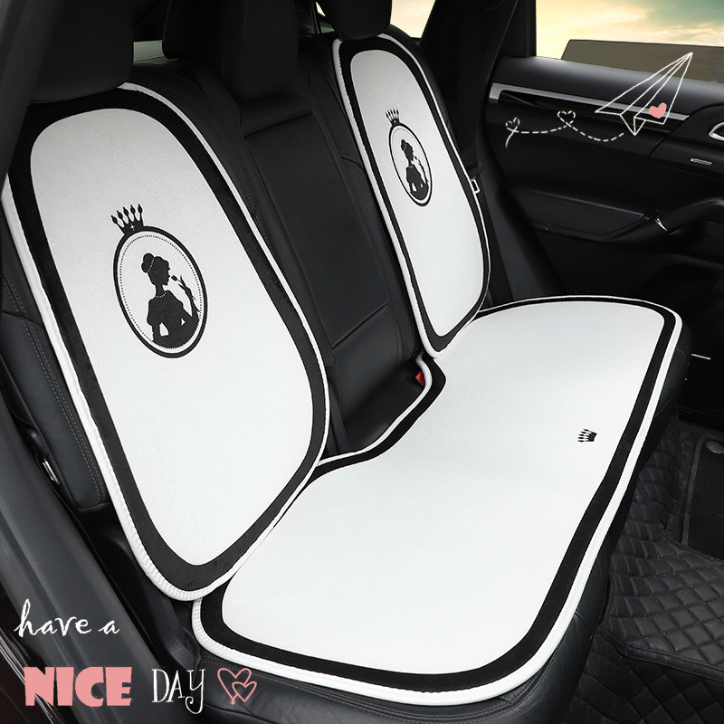 Žiemos automobilio sėdynės apsauginių užvalkalų rinkinys Universalus mergaičių deivės interjero dekoravimo aksesuaras automobilio sėdynės pagalvėlės užvalkalas moterims baltas
