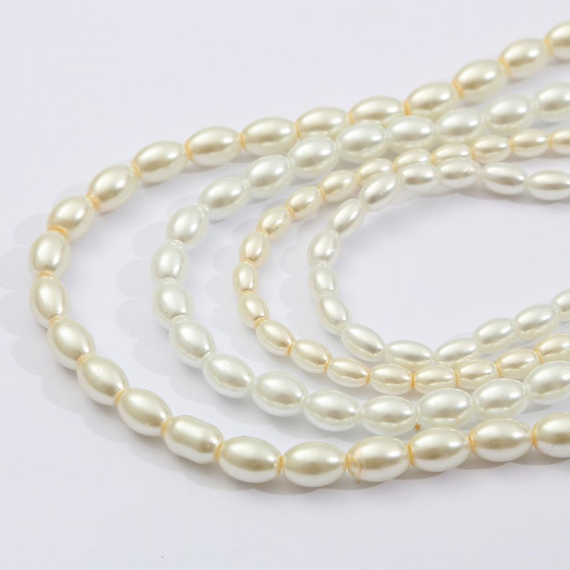 90-120 buc/lot 80 cm/sura alb fildeș formă ovală din sticlă imitație de perle margele pentru bricolaj colier cercei brățară bijuterii