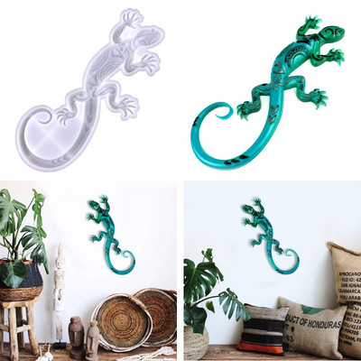 3D Gecko sienų dekoravimo krištolinės epoksidinės dervos formos, gyvūnų sienos pakabinamas ornamentas, silikoninė forma „pasidaryk pats“ amatų liejimo įrankis