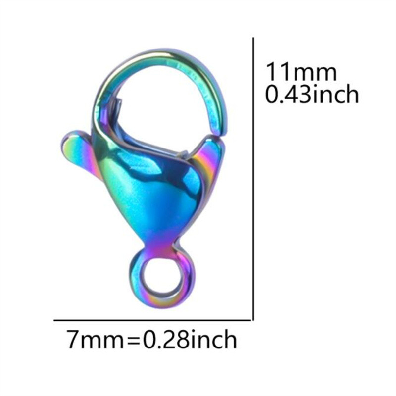 10 komada 11/15/18 mm Rainbow nehrđajućeg čelika Lobster kopče Kuke Konektor za DIY ogrlicu Nakit Nalaz Materijali