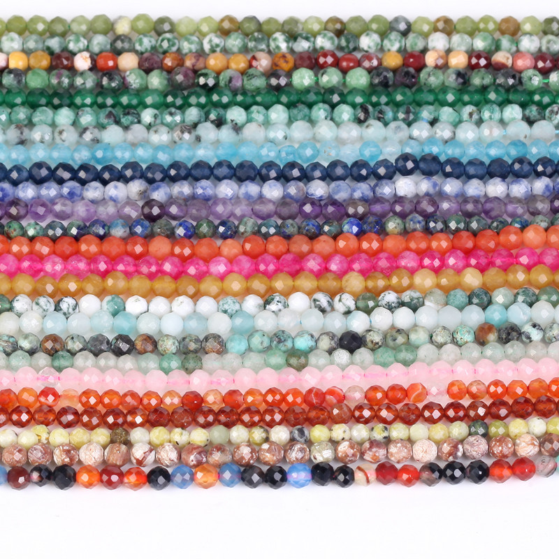 Piatră naturală Cristale fațetate Ametist Cuarț roz Jade Piatră prețioasă Mărgele distanțiere rotunde pentru realizarea de bijuterii Brățară DIY 2 3 4mm