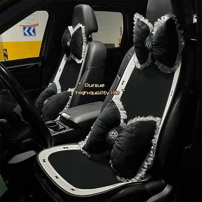 Pernă de lux Bowknot pentru gât mașină scurtă de pluș pentru fete Accesorii de decorare interioară Husă de pernă pentru scaun auto anti-alunecare Covoraș pentru femei