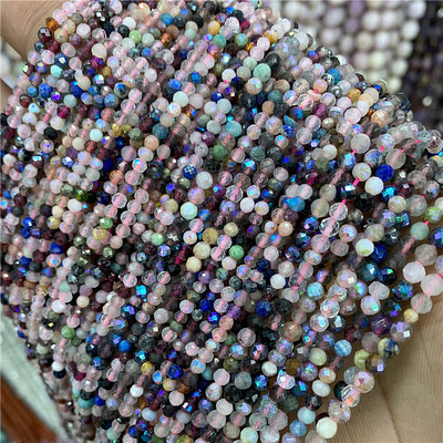 Mărgele mici, piatră naturală, mărgele prețioase, mărgele cu secțiune rotundă fațetată, pentru realizarea de bijuterii, colier, brățară, 38 cm, dimensiune 2 3 4 mm 38 cm