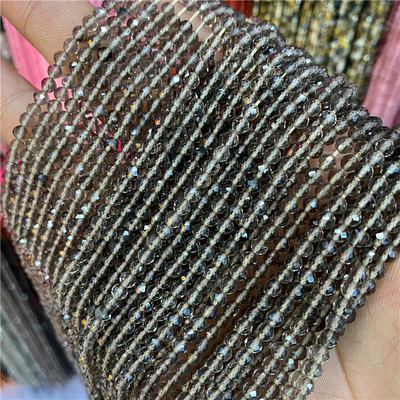 Mărgele mici, piatră naturală, mărgele prețioase, mărgele cu secțiune rotundă fațetată, pentru realizarea de bijuterii, colier, brățară, 38 cm, dimensiune 2 3 4 mm 38 cm