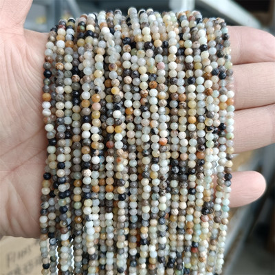 Mărgele mici, piatră naturală, mărgele prețioase, mărgele cu secțiune rotundă fațetată, pentru realizarea de bijuterii, colier, brățară, 38 cm, dimensiune 2 3 4 mm 38 cm