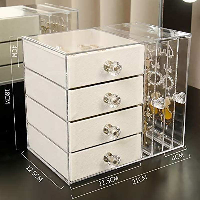 Prozirna plastična kutija za pohranu perli za nakit Akrilna višeslojna kutija za pohranu nakita Organizator za naušnice za djevojčice Vitrina za prsten