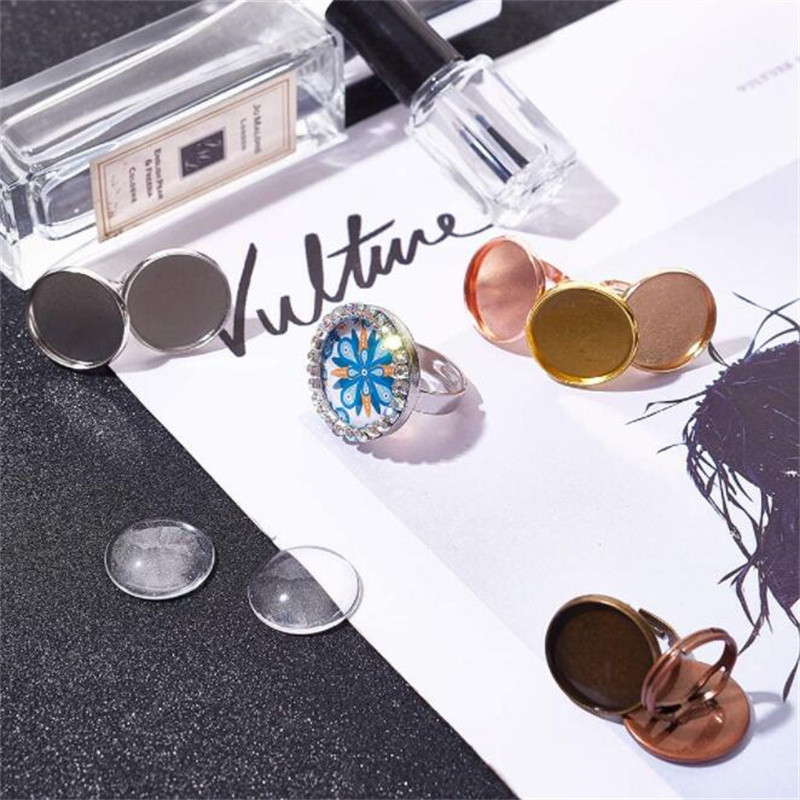 20 vnt Reguliuojamų žiedų ruošiniai, pagrindo rėmelio dėklo piršto žiedo nustatymai, skirti „pasidaryk pats“ kabošonai Žiedai Papuošalai Išvadų kūrimo Priedai