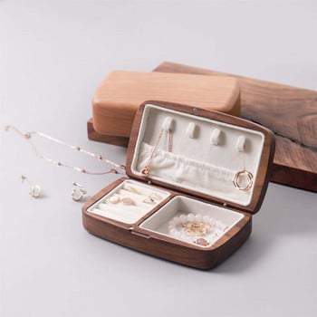 Ξύλινο κοσμηματοπωλείο Σκουλαρίκια δαχτυλίδια Κολιέ Κοσμήματα Organizer Θήκη θήκης για γυναίκες Φορητό κουτί αποθήκευσης