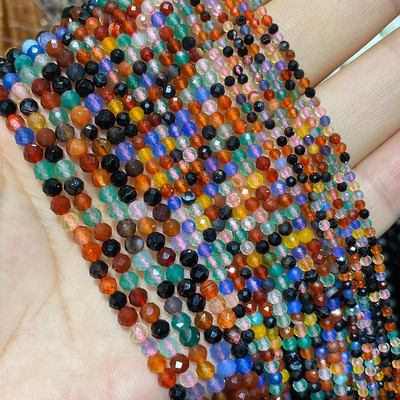 Piatră naturală Lapis Lazuli Apatit Turmalină Granat Jade Mărgele distanțiere fațetate pentru realizarea de bijuterii Colier brățară DIY 2/3/4MM