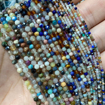 Piatră naturală Lapis Lazuli Apatit Turmalină Granat Jade Mărgele distanțiere fațetate pentru realizarea de bijuterii Colier brățară DIY 2/3/4MM
