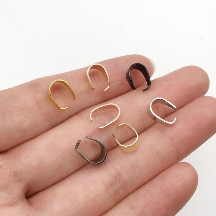 100 vnt. 6x5/9x6/11x6 mm metaliniai pakabukų segtukai, užsegimo segtukai.