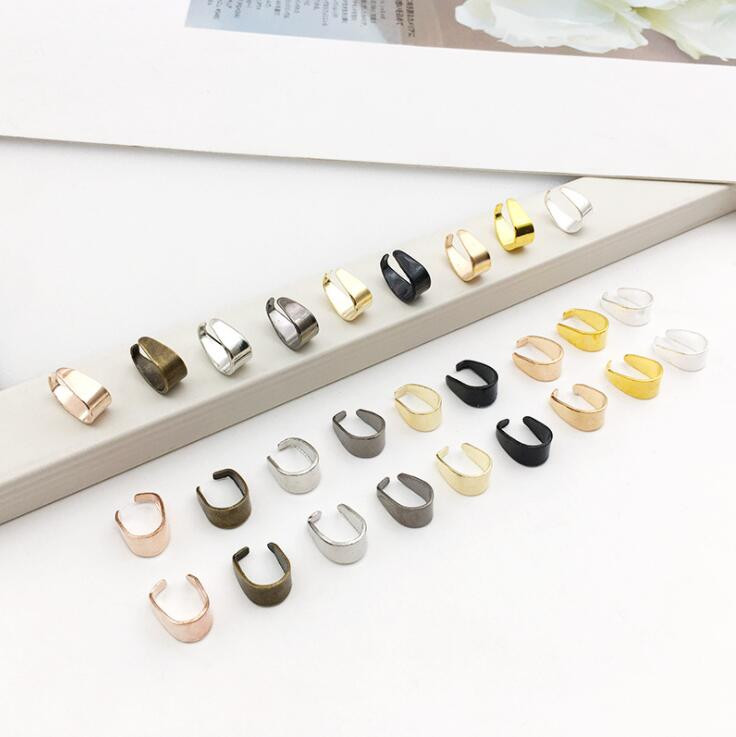 100 vnt. 6x5/9x6/11x6 mm metaliniai pakabukų segtukai, užsegimo segtukai.