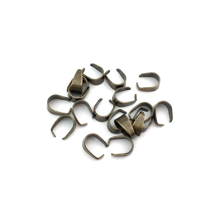 100 vnt. 6x5/9x6/11x6 mm metaliniai pakabukų segtukai, užsegimo segtukai.