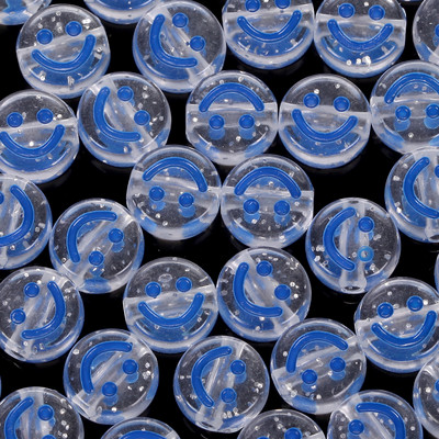 100-200 db Színes mosolygós akril gyöngyök kerek lapos távtartó gyöngyök ékszerkészítéshez barkácsolás nyaklánc karkötő kiegészítők