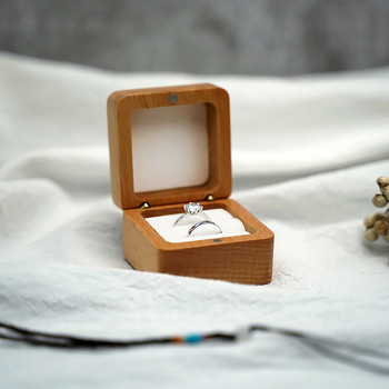Дървена подаръчна кутия за бижута Малка селска кутия за годежен пръстен Преносима кутия за бижута Кутия за пръстени Ръчно изработена антична кутия за пръстен