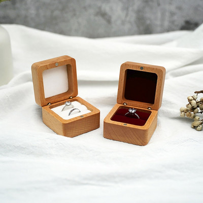 Wooden Jewelry Gift Box Small Rustic Engagement Ring Box Portable Jewelry Case Ring Box Handmade Antique Ring Case