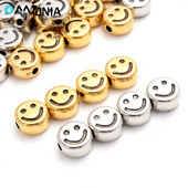 100 vnt. / siunta 7 10 mm apvalūs šypsenėlių karoliukai akrilo karoliukai Auksiniai sidabriniai tarpikliai papuošalams gaminti „pasidaryk pats“ apyrankės karolių priedai