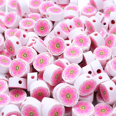 30 vnt saulėgrąžų šypsenėlių polimero molio karoliukai įvairiaspalviai apvalūs plokšti palaidi karoliukai, skirti apyrankėms auskarams gaminti, rankų darbo papuošalų reikmenys