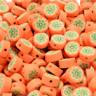 30 vnt saulėgrąžų šypsenėlių polimero molio karoliukai įvairiaspalviai apvalūs plokšti palaidi karoliukai, skirti apyrankėms auskarams gaminti, rankų darbo papuošalų reikmenys