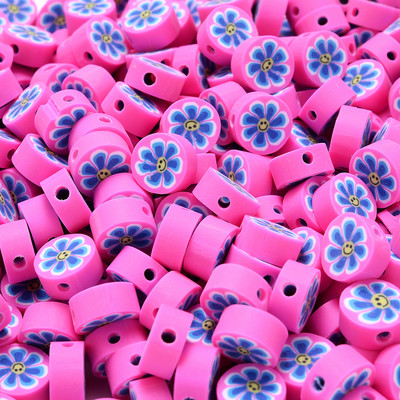 30 vnt saulėgrąžų šypsenėlių polimero molio karoliukai įvairiaspalviai apvalūs plokšti palaidi karoliukai, skirti apyrankėms auskarams gaminti, rankų darbo papuošalų reikmenys