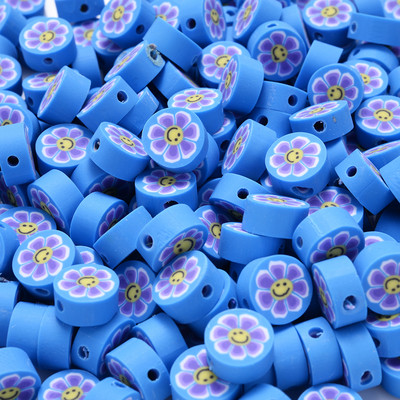 30 vnt saulėgrąžų šypsenėlių polimero molio karoliukai įvairiaspalviai apvalūs plokšti palaidi karoliukai, skirti apyrankėms auskarams gaminti, rankų darbo papuošalų reikmenys