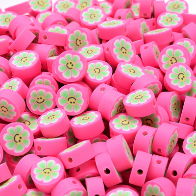 30 vnt saulėgrąžų šypsenėlių polimero molio karoliukai įvairiaspalviai apvalūs plokšti palaidi karoliukai, skirti apyrankėms auskarams gaminti, rankų darbo papuošalų reikmenys