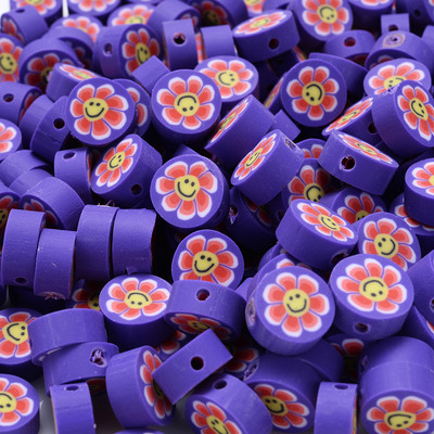 30 vnt saulėgrąžų šypsenėlių polimero molio karoliukai įvairiaspalviai apvalūs plokšti palaidi karoliukai, skirti apyrankėms auskarams gaminti, rankų darbo papuošalų reikmenys