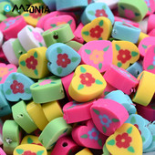 30vnt Širdies polimero molio karoliukai Spalvingi Širdies Gėlių Karoliukai Papuošalams Gaminti Pasidaryk pats Apyrankės Kaklo karoliai Karoliukai Didmeninė prekyba