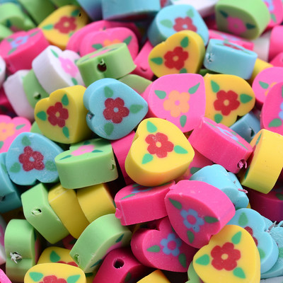 30vnt Širdies polimero molio karoliukai Spalvingi Širdies Gėlių Karoliukai Papuošalams Gaminti Pasidaryk pats Apyrankės Kaklo karoliai Karoliukai Didmeninė prekyba