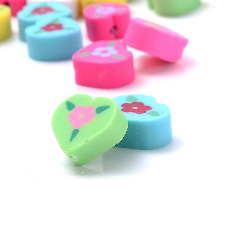 30vnt Širdies polimero molio karoliukai Spalvingi Širdies Gėlių Karoliukai Papuošalams Gaminti Pasidaryk pats Apyrankės Kaklo karoliai Karoliukai Didmeninė prekyba