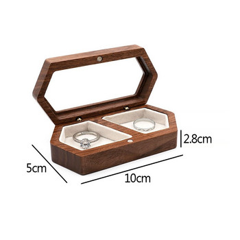 Υψηλής ποιότητας Ξύλινο κοσμηματοπωλείο από ξύλο καρυδιάς Δαχτυλίδι γάμου Δαχτυλίδι γάμου Κουτί αποθήκευσης Σκουλαρίκι μεγάλης χωρητικότητας Κουτί προβολής
