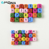 50/100/200 vnt/part Natūralaus medžio karoliukai Mišrios spalvos Kvadratinių raidžių abėcėlės karoliukai papuošalų gaminimo reikmenims Pasidaryk pats apyrankės karoliai