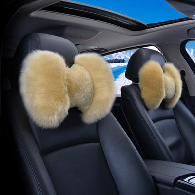 Μαξιλάρι λαιμού προσκέφαλου αυτοκινήτου Winter Pure Wool Ζεστό μαλακό γούνινο στήριγμα κεφαλής καθίσματος αυτοκινήτου με κόκκαλο Μαξιλάρι στήριξης για BMW Toyota Corolla Prado VW