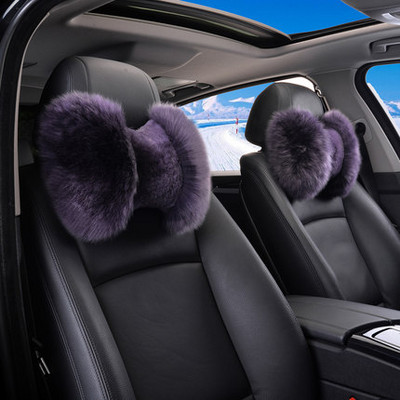 Μαξιλάρι λαιμού προσκέφαλου αυτοκινήτου Winter Pure Wool Ζεστό μαλακό γούνινο στήριγμα κεφαλής καθίσματος αυτοκινήτου με κόκκαλο Μαξιλάρι στήριξης για BMW Toyota Corolla Prado VW