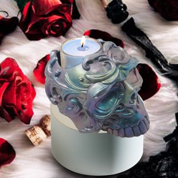 Καλούπι DIY Crystal Epoxy Resin Τρισδιάστατο Skull Candle Holder Μακιγιάζ Κουτί αποθήκευσης Καλούπι σιλικόνης