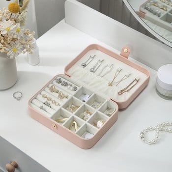 Jewelry Box PU Δερμάτινο Αποθήκευση κοσμημάτων Κουτιά σκουλαρικιών Συσκευασία Αποθήκευση Βιτρίνα Οργάνωση για το σπίτι Ταξίδι για κορίτσια Θήκη δώρου