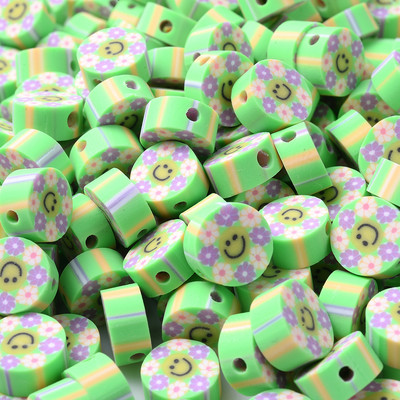 30 τεμ. 10 χιλιοστά Flower Print Πολυμερές πήλινες χάντρες Μικτές καραμέλες κίτρινες χαμογελαστές αποστάτες χάντρες για DIY Craft Βραχιόλι κολιέ κατασκευής κοσμημάτων