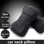 Perna pentru tetiera scaun auto din piele naturala pentru Drivin Negru Auto Suport gât Perna pentru cap Accesorii din bumbac PP Interior pentru bărbați