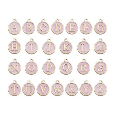 26 buc. Mărgele cu litere amestecate cu alfabet, smalț din metal, cu litere, pandantiv cu două fețe, pentru fabricarea de bijuterii, colier, brățări